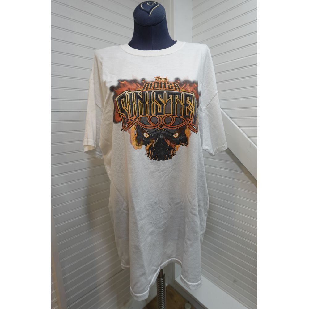 Vintage Team Monza Sinister Racing Car Tshirt  size large UNISEX Y2K Retro Biker